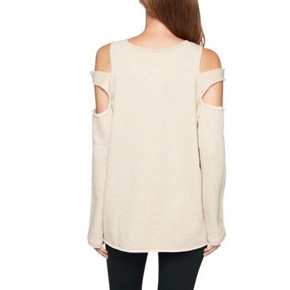 Sanctuary park slope cold slashed shoulder sweatshirt M beige - Picture 2 of 6